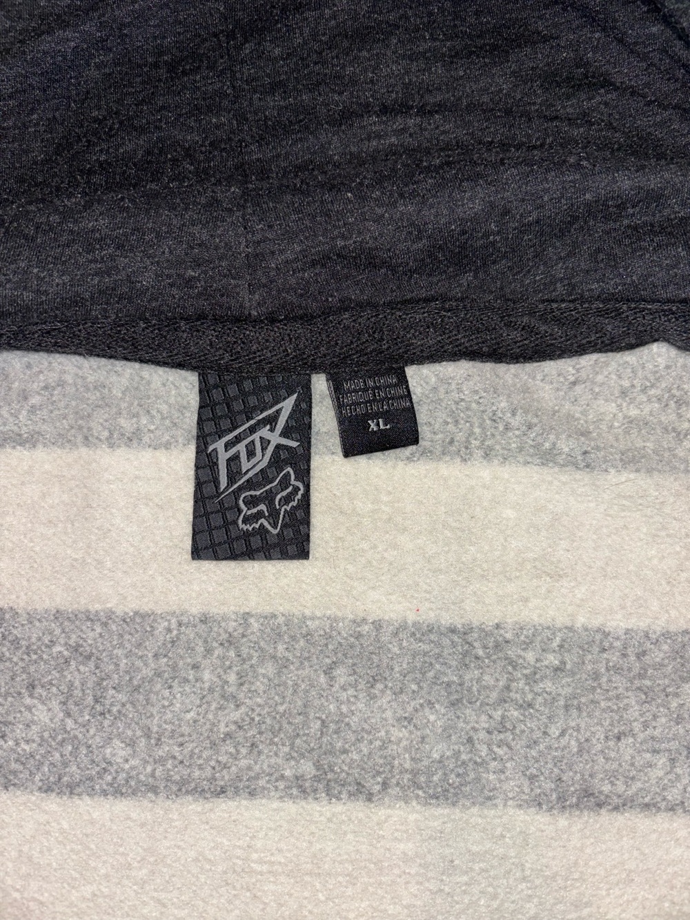 Fox Racing Vtg Y2K Hoodie Mens Black & Beige Striped Moto Full Zip Jacket XL - Picture 3 of 10